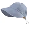 Bérets 2024 Sun Hat Femmes Anti-UV Protection Randonnée Fisherman Cap Fold Summer Solid Beach Bucekt