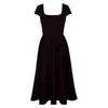 Vestidos de festa Mulheres Pontar vestido casual preto 2024 Summer Manga curta Retro Retro 60s 50s Rockabilly Swing Vestidos