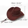 Berets Vintage Western Cowboy Hat Unisex Leather Leer Sunhat Wild Bim Panama Caps Men Women Outdoor Travel Cowgirl Sun Visor hoeden