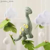 Mobiler# CRIB MOBIL BED Bell Bracket Wood Baby Rattles Toys Soft Felt Dinosaur Animal Bed Bell Hanging Crib Bracket Baby Gifts Y240412