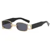 Sunglasses Vintage Black Square Women Small Rectangle Sun Glasses Men Female Gradient Clear Mirror