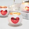 Ljushållare 12 stycke vitt hjärta glas kul boll ljusstake romantisk ljusbelysning middag dekoration ornament