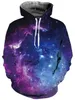Designer Hoodies Sweatshirts Hot Mens 3D Digital Imprimé Universe Starry Sky Style Veste à manches longues à capuchon