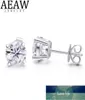 Aeaw Round Moissanite Cut Total 200Ct 65mm Diamond Test geslaagd Moissanite Silver Earring Juwelen Geschenk 26922177874953