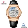 Montre-bracelets Chenxi Fashion Cuir Dress Business Men Regardez le squelette automatique Squelette Mécanique étanche lumineux Wristwatch Reloj Hombre
