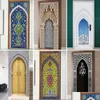 Paintings Pvc Self-Adhesive Removable Muslim Arabic Door Sticker Allahu Islamic Wallpaper Living Room Decor 3D Decal Wall Stickers 240 Dhm7O