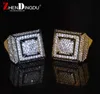 Bling bling cubic zircon ring matériau en cuivre doré couleur argentée glacée iced sonneurs de hip hop complexe Men039 bijoux de mode cadeau7980615