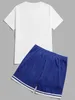 Mens Breathable and Comfortable Sportswear Summer Simple Design Cotton T-shirt Mesh Fitness Shorts Set