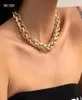 SHIXIN EXAGNÉE Collier de tour de cou à chaîne croisée épaisse pour femmes Hip Hop Goldsilver Color Collier Chain de collier sur le cou13670958