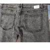 Biker Jeans Mens Distressed Stretch Ripped Men Hip Hop Slim Fit Holes Punk Zipper Pure Color Denim Pants 240403