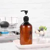 Distributore di sapone liquido 2pcs da 500 ml bottiglie di shampoo vuoto in ceramica (marrone chiaro)