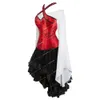 Corset Bustiers Steampunk da 3 pezzi set floreale ricamo a base di corsetto basco con abiti cingolate costumi burlesque plus size