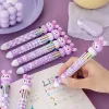 Stylos 20pcs / lot mignon dessin animé lapin violet 10 couleurs pins stylos à balle multi-couleurs stylo graffiti