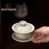 125 ml rétro Palnt Ash Ceramic Gaiwan Bol en céramique traditionnel avec le thé à thé Tureen Thé à reprise Bowl Cafes Supplies Gift