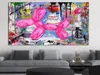 Canvas Pink ballon chien graffiti peinture mural images d'art dessin animé et affiches modernes décoratives pour le salon2930601