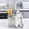 Cutter Holder Multifunctionele transparante drainage Tray Afneembaar vrij staande multi-grids Chopsticks Utsil Pot Lid Rack Ki