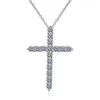 Sier S925 Sterling Pendant Female Fashion Cross Pendant Female 1.6 Moissanite d Color Moissanite Diamond Necklace