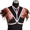 Bras Kabelbaum Käfig Bra Bralette Feather Frauen Punk Goth Bondage Fetisch Dessous Korsett Körpergurt Gürtel Halloween Carnival Strumpfband