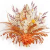 Flores decorativas Flor seca laranja pampas grama decoração de outono seco decoração artificial Arranjo floral Mesa de festas de casamento Centerpieces home