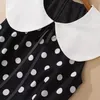 Zjyt Fashion vintage polka dot print jurken voor vrouwen zomer Peter pan kraag zwarte midi jurk elegant mouwloos vakantieraad 240329
