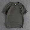 Summer American Retro 280g Shorpsleared Oneck Solid Color Tshirt Mens Fashion Simple 100 Cotton Posmed Casual Tops 240329