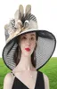 Fs paarse dames fascinator hoeden bruiloft voor vrouwen bloemen grote brede fedora organza hoed kerk 2112273358835