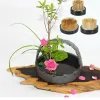Porta della base di fiori Schermo fisso con rana floreale Disporre round per Ikebana Kenzan Disposizione floreale fai -da -te arredamento per la casa in ottone