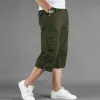 Spodnie męskie letni ładunek taktyczny krótkie spodnie 3/4 długość prosta luźne joggery luźne szorty.