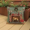 Kussen European retro vintage huis vrolijk kerstfeest in sneeuw ornamenten patroon werp kase bank vakantiedecoratieve cover