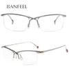 Lunettes de soleil Frames IP Titanium Men Glasses Femmes Myopie Optical Prescription Eyeglass Advanced Business Half-Frame Eyewear à la main