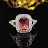 ウェディングリング2024豪華な赤い色長方形の婚約指輪のためのアニバーサリーギフトジュエリー卸売R6446