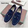 2024 New Casual Shoes Valk Moccasins for Mens 빈티지 브라운 살구 가죽 로이퍼 디자이너 피아나 런닝 스니커 로로 플랫 트레이너 야외 여행용 테니스 신발 테니스 신발