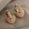 Orecchini penzolanti in stile Celebrity Sweet Pearl Peach Heart Love for Woman Fashion Luxury Gioielli Accessori insoliti