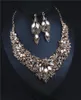 Shinning Champagne Bridal Jewelry 2 Pieces Sets Necklace Earrings Bridal Jewelry Bridal Accessories Wedding Jewelry T2212155224717