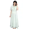 Maternity Dresses Mesh Patchwork Peter Pan Collar Short Sleeve Pregnant Woman Elegant Dress Removeable Bowknot Belt Maternity Party Dress Green 240412