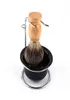 Meicoly hommes raser kit de conception de beauté durable bol tasse de brosse à brosse de savon support support de rasage portable rasoir rasoir propre ensemble 3p1400373