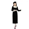 Casual Dresses Ies Japanese Streetwearmaxi Es For Women RSVPPAP Tjänstemän Store W4m French Vintage Black Lace Neck Velvet On Shelves Dress