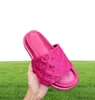 Designer Puffy Women Slippers Men Black Scuff Flat Sandals Pool Pillow Mules Zonsondergang Gedekte voorste riem Stranddia's Fuchsia E2351346