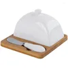 Plates Ceramic Butter Plate Cheese Box Creative With Knife Set Cake Dessert Cover