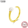 S'Steel 925 Sterling Silber Minimalist Pearl Resikable Rings für Frauen Luxusmarke Bestseller 2023 Produkte Vintage Jewelry