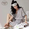 Vêtements à la maison Pyjamas de coton d'été Sexy V Collier pour femmes à manches courtes de nuit à manches coréennes à manches