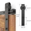 TSMST 5-10Foot Hardware Kit for Sliding Rail System Barn Door and 2 J Style Roller Hook Floor Guides for Double Wooden Doors