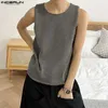 Incerun Tops 2024 koreanische Herren im koreanischen Stil Dünne Stricktops Casual Streetwear Männlich männliche All-Match-Einfache Westen S-5xl 240329