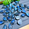 Pendant Necklaces Top Quality Labradorite Copper Plated White Gold Blue Fire Charms Teardrop Jewelry