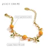 Bracciale di uva succosa per donne delicate frutta e fiori bracciale regolabile gioielli fine smalto regalo di Natale fatto a mano