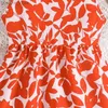 Girl's Dresses Fashion For 8-12Ys Kids Outfit Summer Vintage Orange Retro Print Cute Floral Print Daily Casual Holiday Vacation Party Dress Y240412