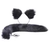 2pcs set y faux fur tail butt butt plug plug cat cat ars japs ​​japtond for play party prop prop prop adul