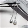 Boucles d'oreilles perlées S925 Sterling Sier Drop Drop Baroque Oreille pour femmes ANNIVERSAIRE CONSILLE CADEAU DE CADE