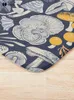 Bath Mats Mystical Fungi // Midnight Blue Background Ivory Pale And Yellow Wild Mushrooms Mat Cool Bathmats