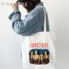 Sac d'épicerie réutilisable groupe de rock Damiano David Manskin Bouchée Italie Musique Victoria Damian Mammamia Shopper Canvas Tote Sac Hands